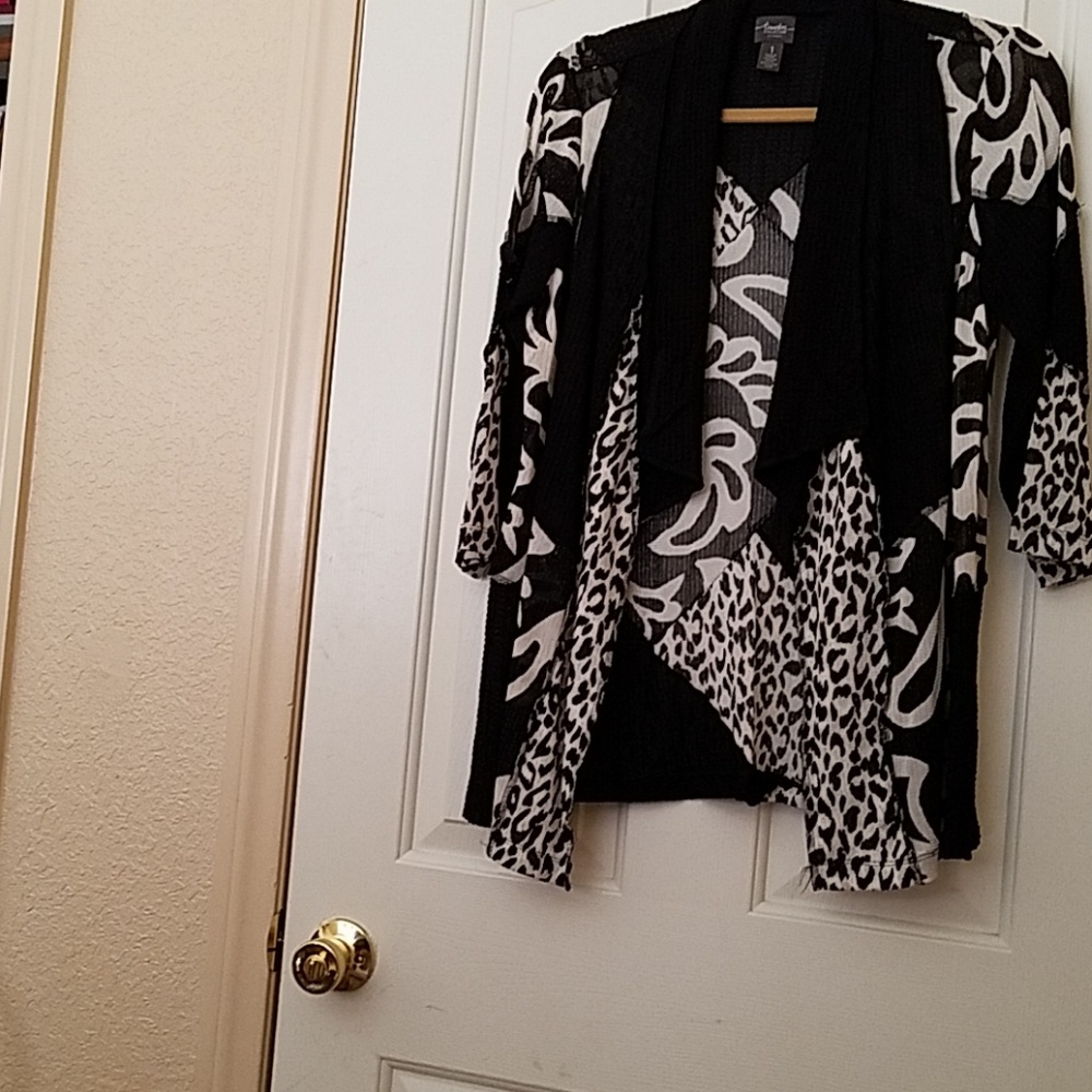 Black and cream cover up jacket